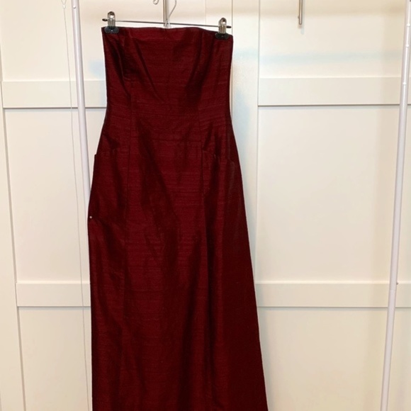 Grad Or Prom! Shoshanna 100% Silk, Fully Lined, Burgundy Strapless Dress - Picture 6 of 9